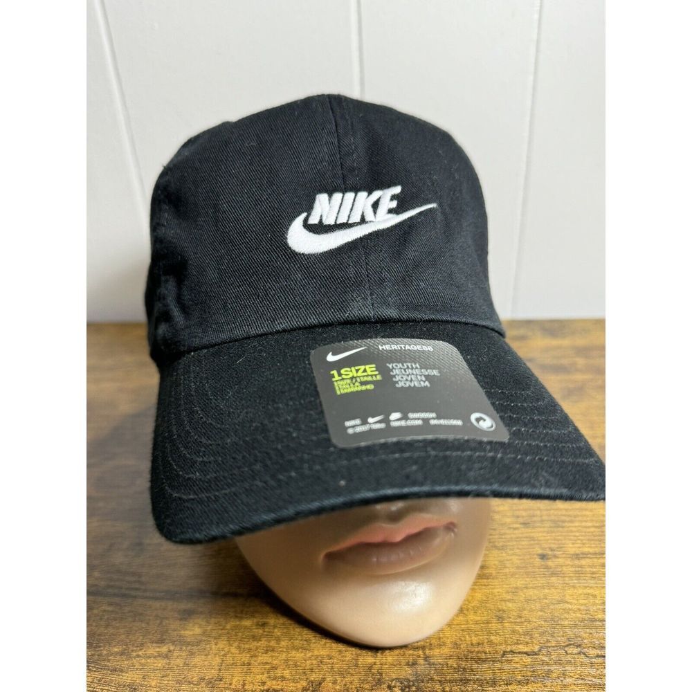 Nike - Black (White Logo & Brand) Adjustable Hat - Unisex, Youth 1 Size